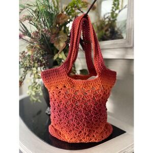 Crochet Tote Bag In Variegated Orange Farmers Market Granola Girl Handmade